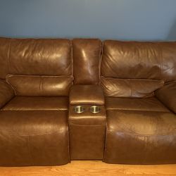 Leather Loveseat With  XL seats And Power Recline 
