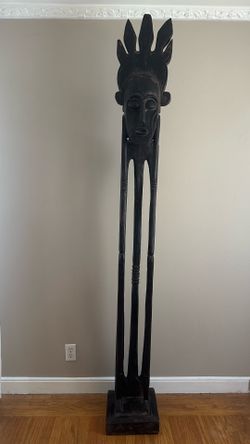 Stunning Vintage Senufo-Style Hand-Carved Wooden Mask Sculpture