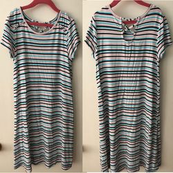 Multi stripe knit dress with braid details, brand Art Class size: girls 10/12