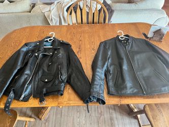 Black leather motorcycle jacket