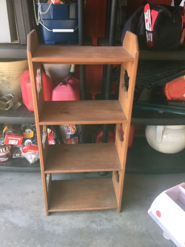 Wooden Shelving Unit Approximately 46 Tall 20 Wide And About 16 Wooden Shelving Unit Approximately 46 Tall 20 Wide And About 16 Deep Heavy Wood Well Made No Issues