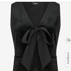 Velvet V-Neck Bow Front Vest