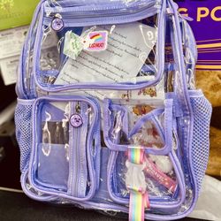 (Pickup in Upland Today) Large Girl’s Clear & Purple Backpack for Only $20! | Back To School Special!