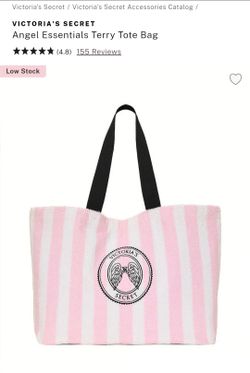 Victoria’s Secret Angel Essentials Terry Tote Bag Pink White Stripe NWT Sealed