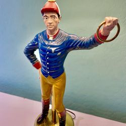 Vintage Hand Painted Lawn Jockey Statue Lamp Brass Base Rembrandt 910