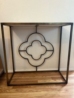 Gold Metal Console Table with Quatrefoil Detail