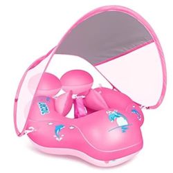 LAYCOL Baby Pool Float with UPF50+ Sun Protection Canopy