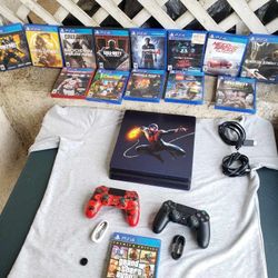 Dark Spider Man PS4 Slim 1TB 1,000GB. New conditions with 1 Controller $200! Or Combo $300! 6 Games n 2 controller. $20! Per game