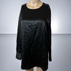 Theory Satin Black Casual Shift Mini Dress Size S