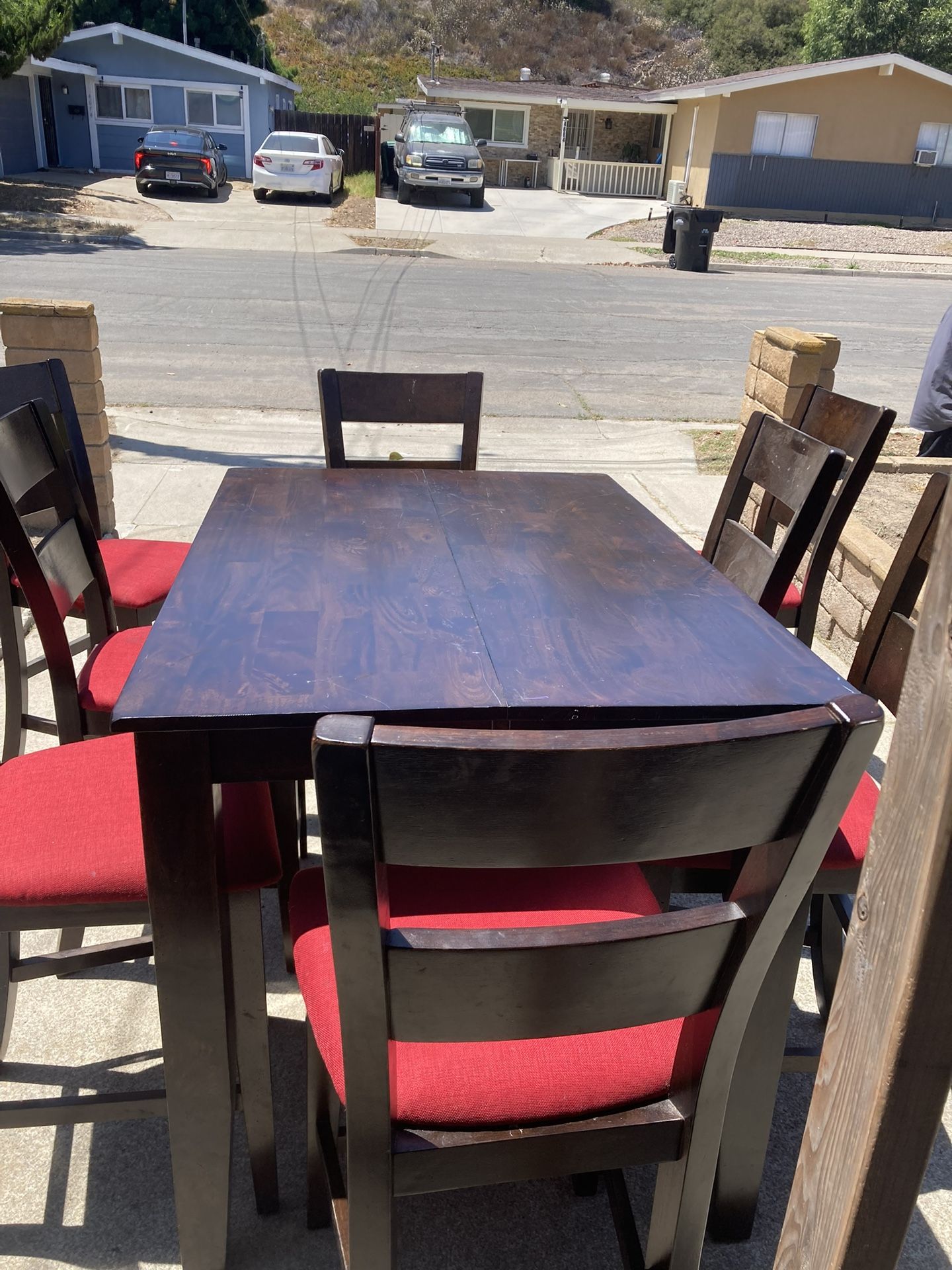 Dinning Table With 8 Tall Height Chairs