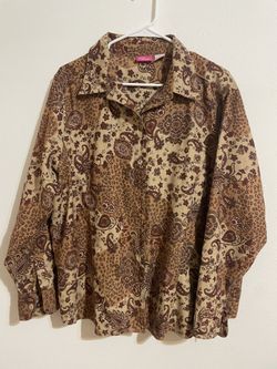 Capagallo Vintage Women’s 1x Fall Paisley/animal  Print Lined Blouse -3$