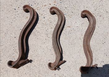 3 Iron Casts.   13.5 inches tall.  $10 for the 3 together.  Some are missing screws.