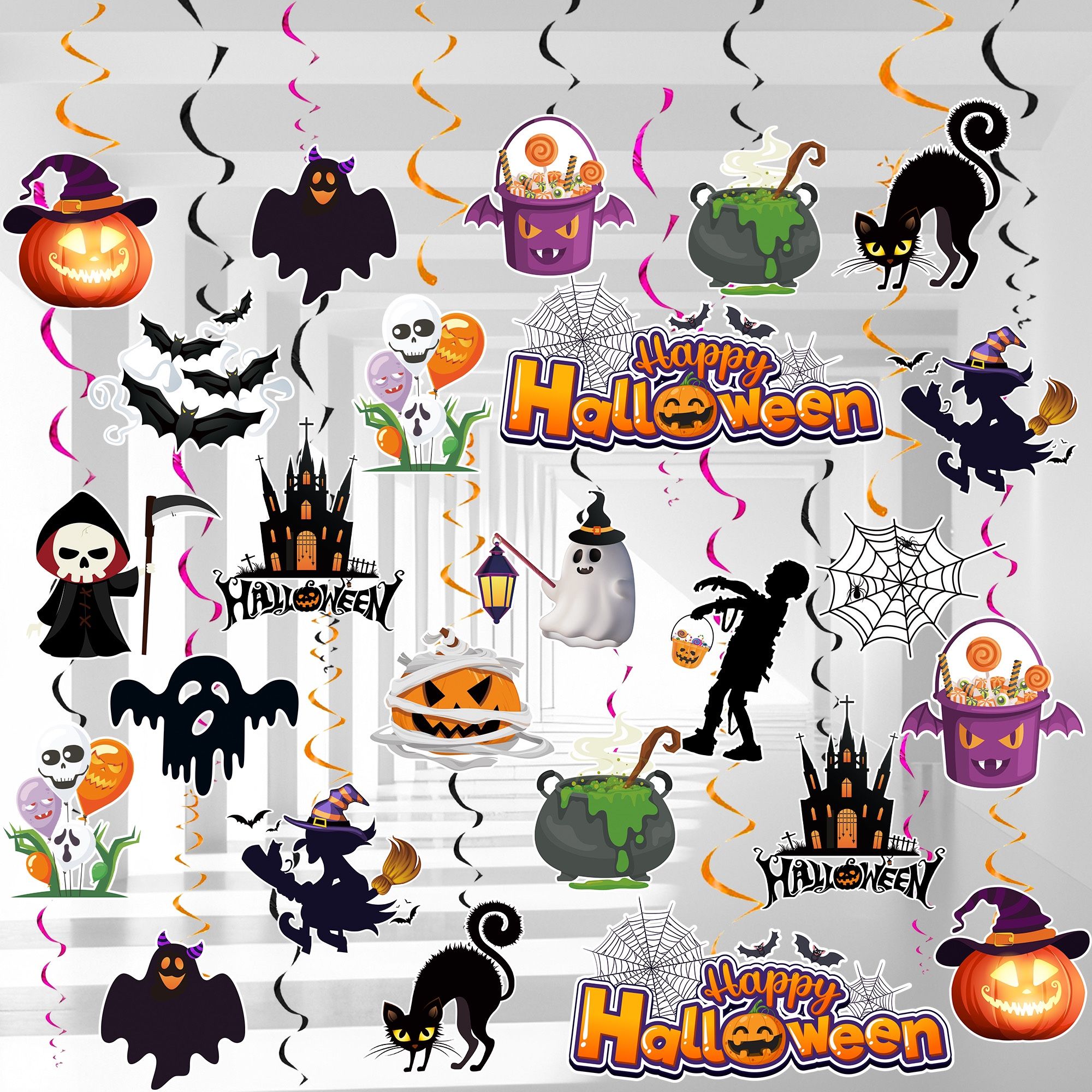 32pcs Halloween Hanging Swirls Decorations (New, Unopened)