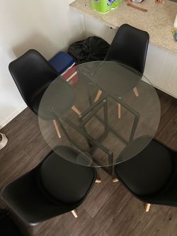 Glass Dining Room Table with Chairs