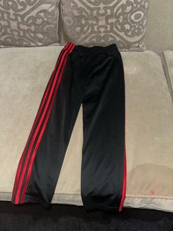 Adidas Black Track Pants with Red Stripes