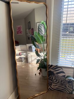 Gold Wavy Full-Length Floor Mirror