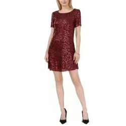 Brand New Vince Camuto Burgundy Sparkle & Shine sequined Dress - Size Large 