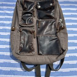 Canvas and Faux Leather Backpack