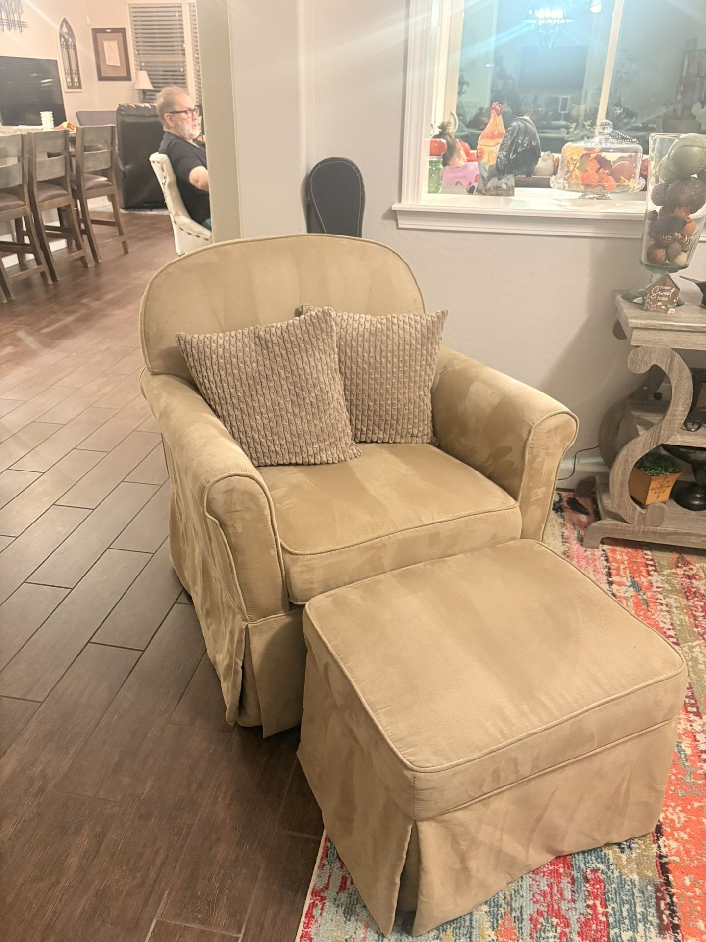 Tan Rocking Chair with foot stool