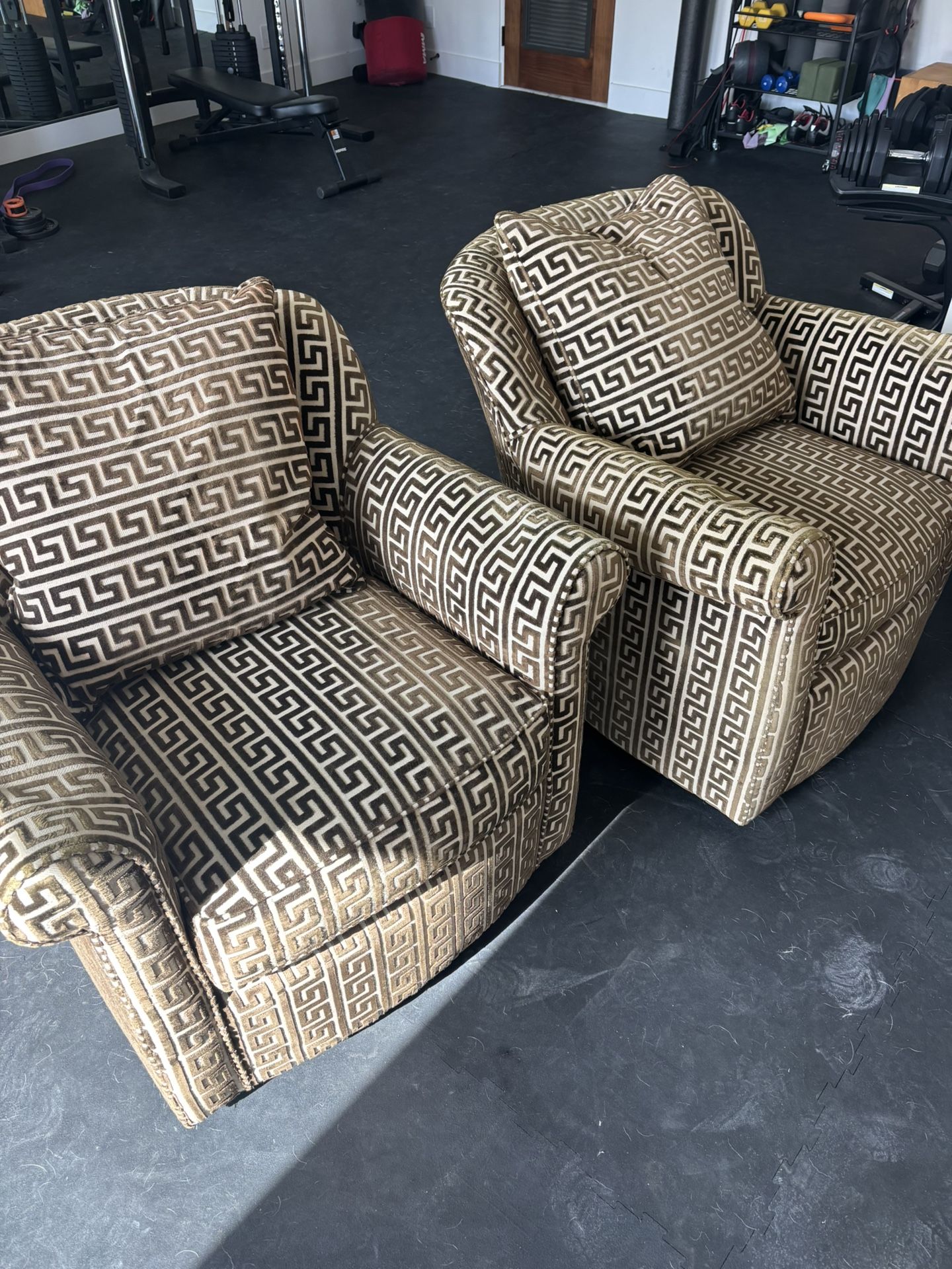 Beautiful Custom Made Oversized Swivel Chairs (set)