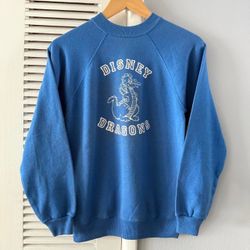 Vintage 80’s DISNEY DRAGONS Raglan Crewneck Sweater Blue Size Youth Large / Adult XS