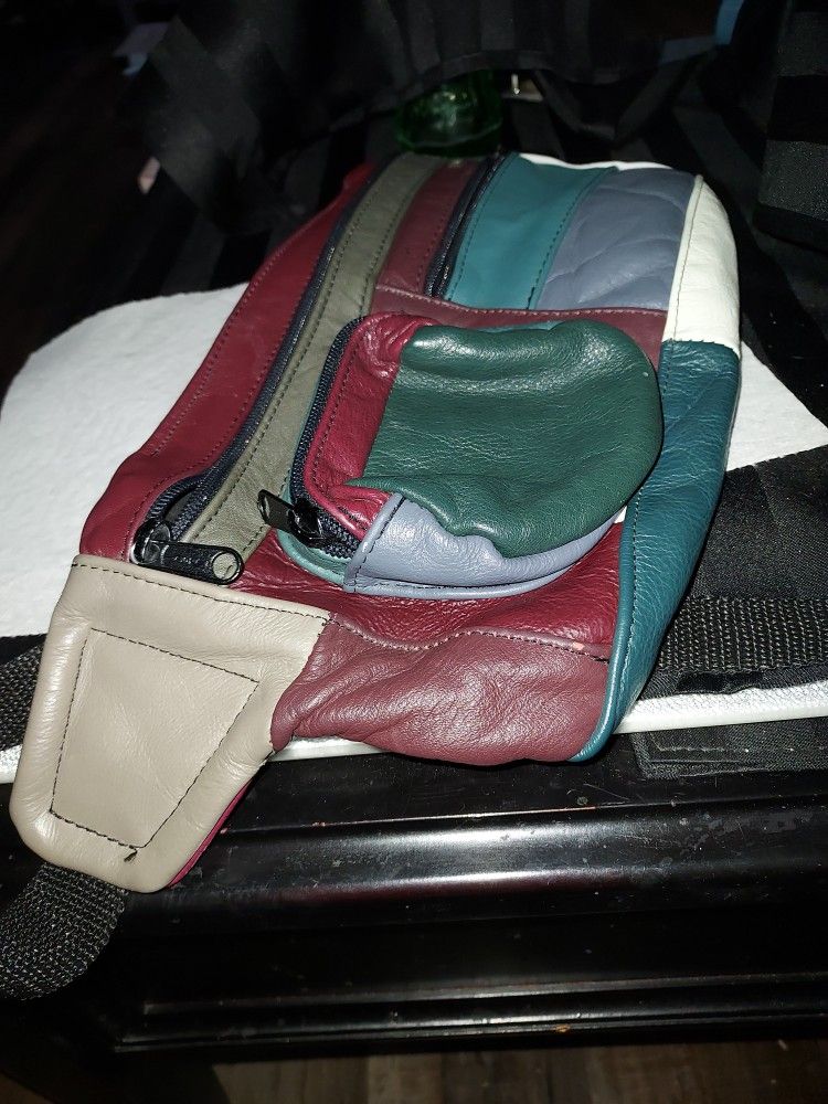 Vtg Leather Patchwork Purse/Hobo Bag/Fanny Pack 1970's-1980's