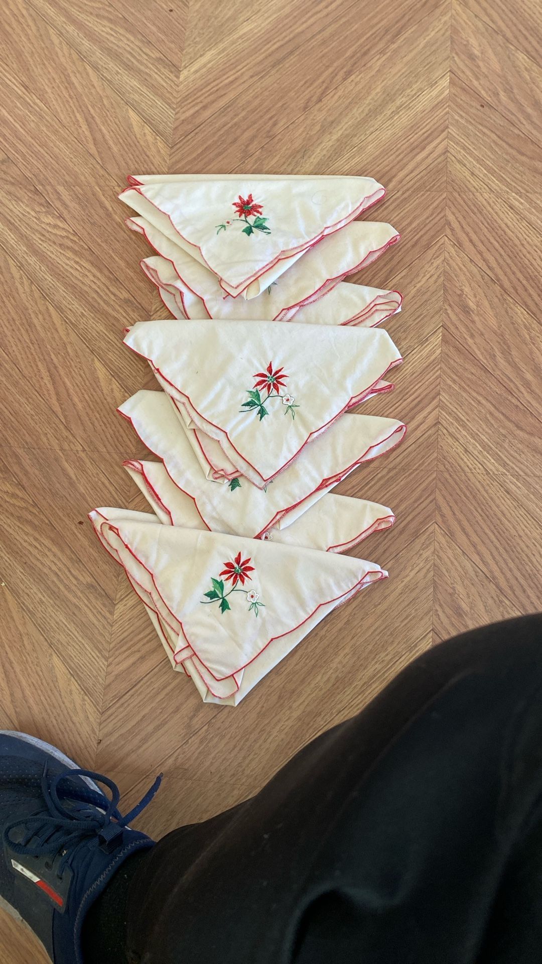 Serviettes Xmas Mid Century 12 Embroydered