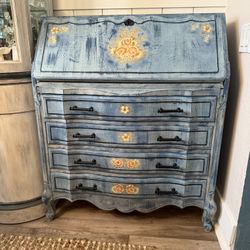 Beachy /Farmhouse Hand Painted Solid Wood  Secretary Desk