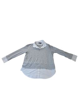 Tommy Hilfiger two in one gray / white long sleeve top, L. EUC.