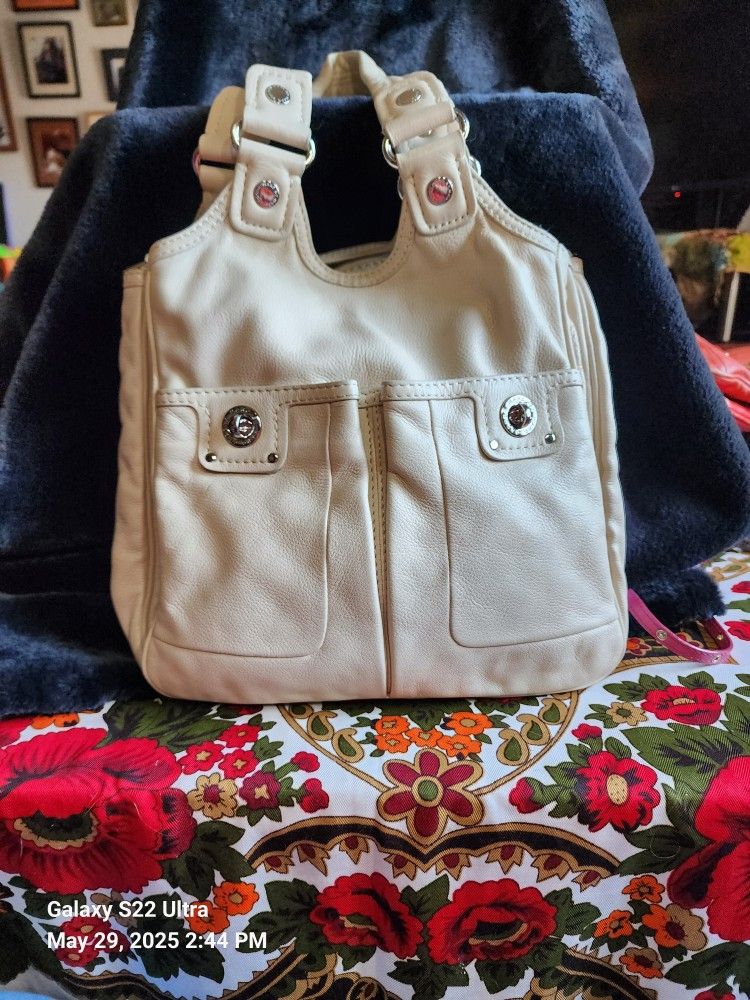 Beautiful Ivory Leather Marc Jacobs Boho Bag Purse