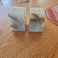 Pair Onyx Candle Holders 