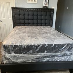 New Cal King Platform Bed Frame With Mattresses Included! 