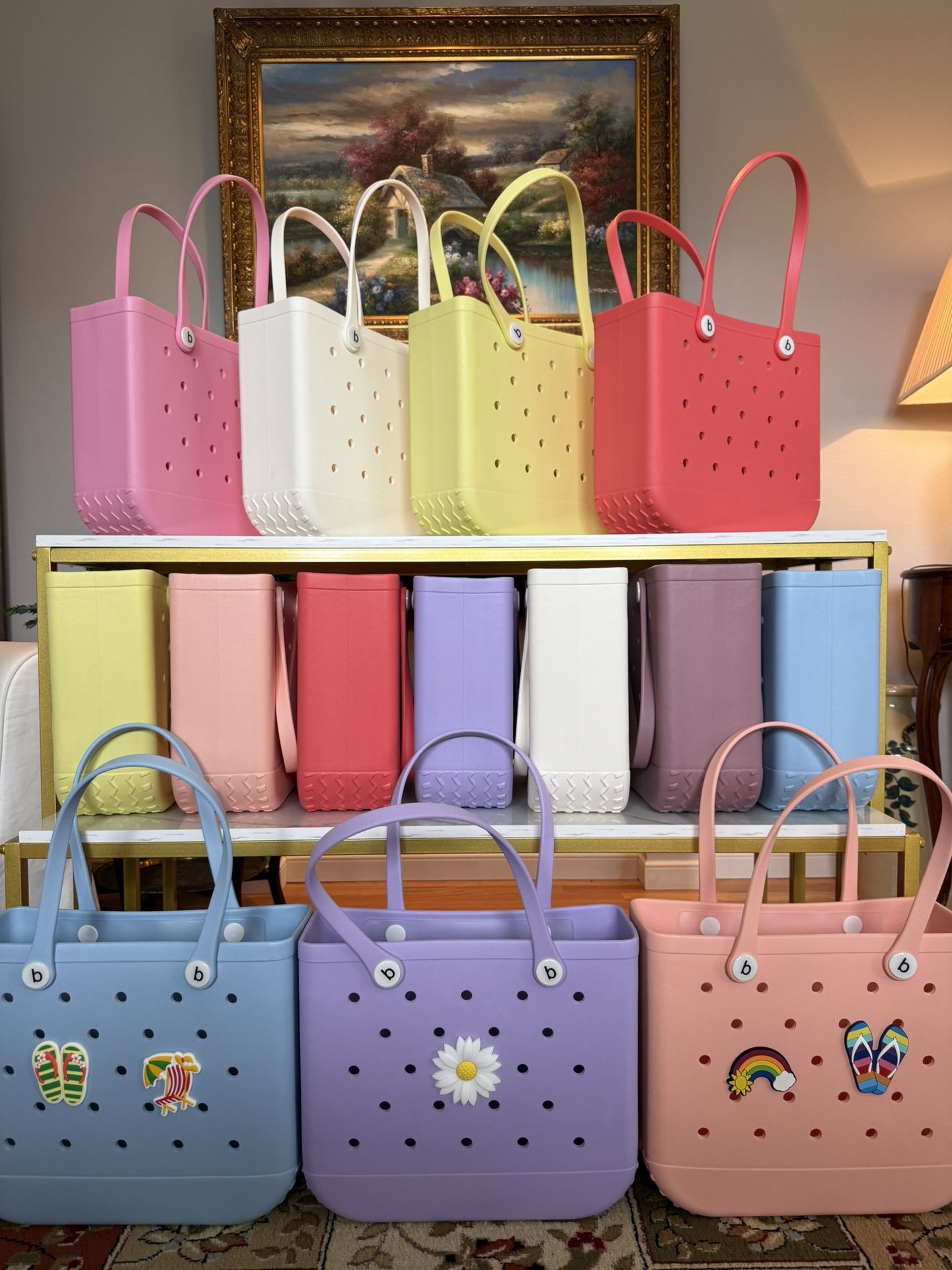 New Medium EVA Tote Bag - Chic & Durable. Comes with free pouch and free charms! Shipping available.