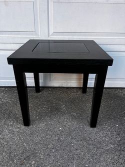 Ashley Furniture Black Wood End Side Table with Glass inlay