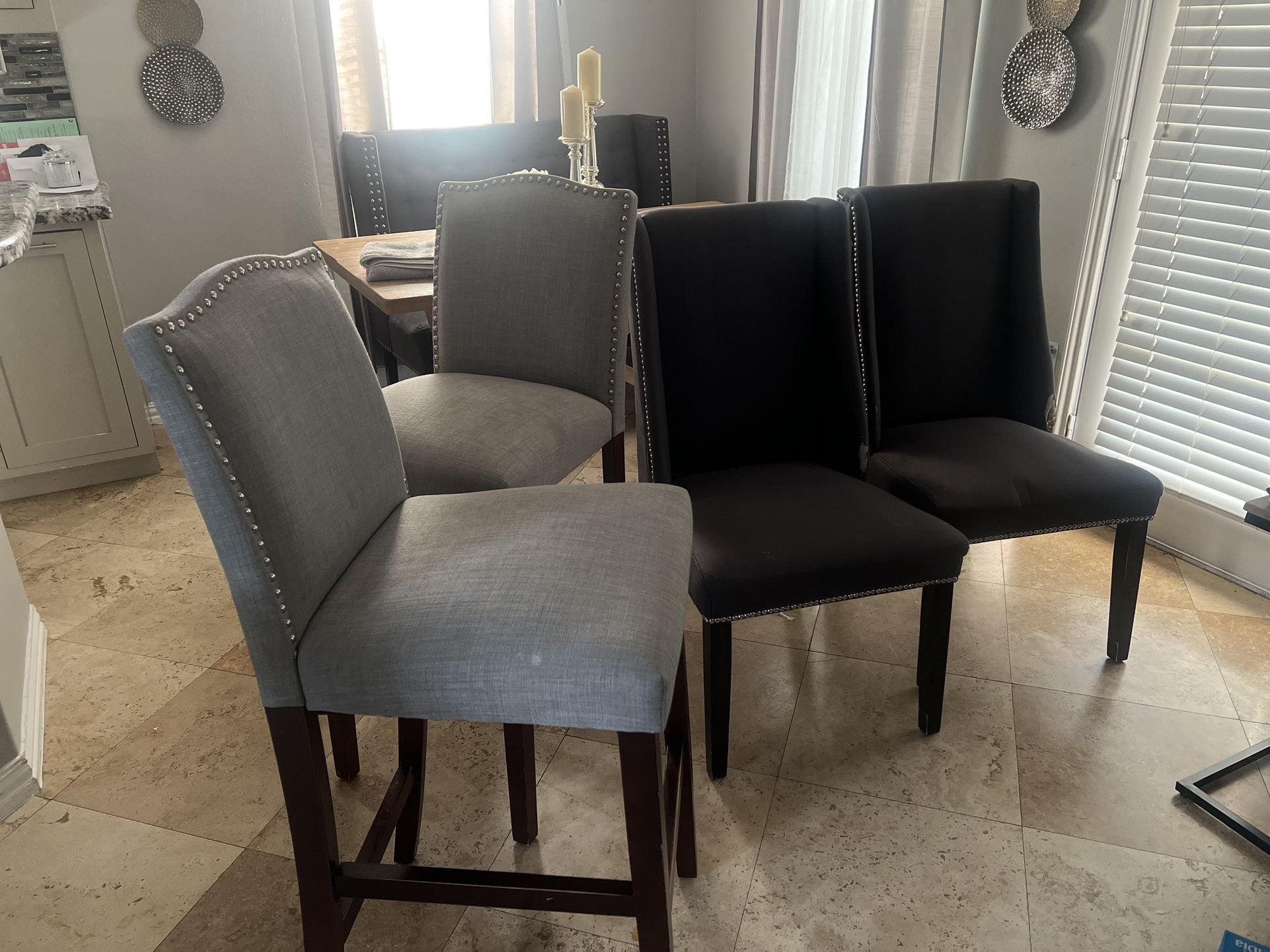 2 Stools, 2 Chairs And A Long Chair  Modern Gray
