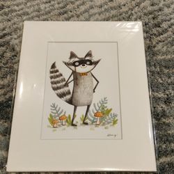 Mushroom Art Print 8" X 10" Deborah Hocking Signed Racoon Decor Wall Hanging