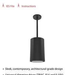 RAB 6” Pendant Light Cylinder LED Black Bronze PAIR