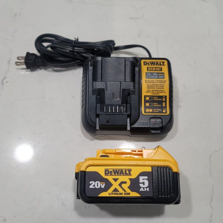 Dewalt 20v Battery and Charger 5ah Xr Lithium Ion