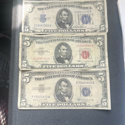 2 Silver Certificates   1 United States Note