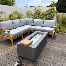 New TEAK Outdoor Patio Wood Furniture Lounge Sunbrella Sectional 
