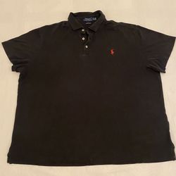 Polo Ralph Lauren Custom Slim Fit Black Soft Cotton Polo Shirt Size XL/TG
