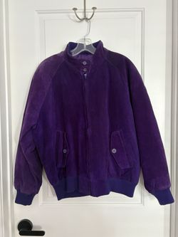 Vintage Purple Suede Leather Bomber Jacket from Korea Women’s Size Medium