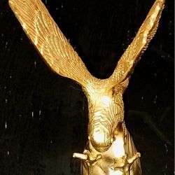 Vintage Eagle Sculpture 24 K Gold Inside & Out. Stands 5 Inches Tall