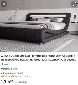 Qween Size Bed Frame W/Pillow Top Mattress