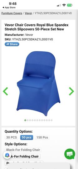 Vevor Chair Covers Royal Blue Spandex Stretch Slipcovers 50-Piece Set New