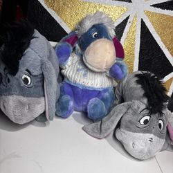 (3) Disney Plush Eeyore Collection 