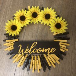 Sunflower Clothespin Wreath