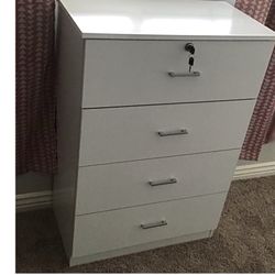 Dresser, Chest, Organizer, White W Lock 
