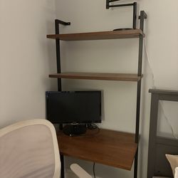Leaning “Ladder” Desk/Bookshelf and Desk Chair