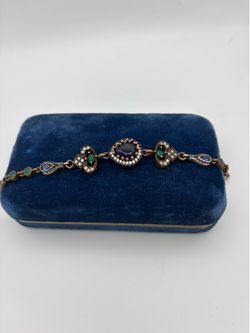 Silver Women's Bracelet with Onyx and Gemstones